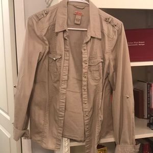 Beige button up utility jacket